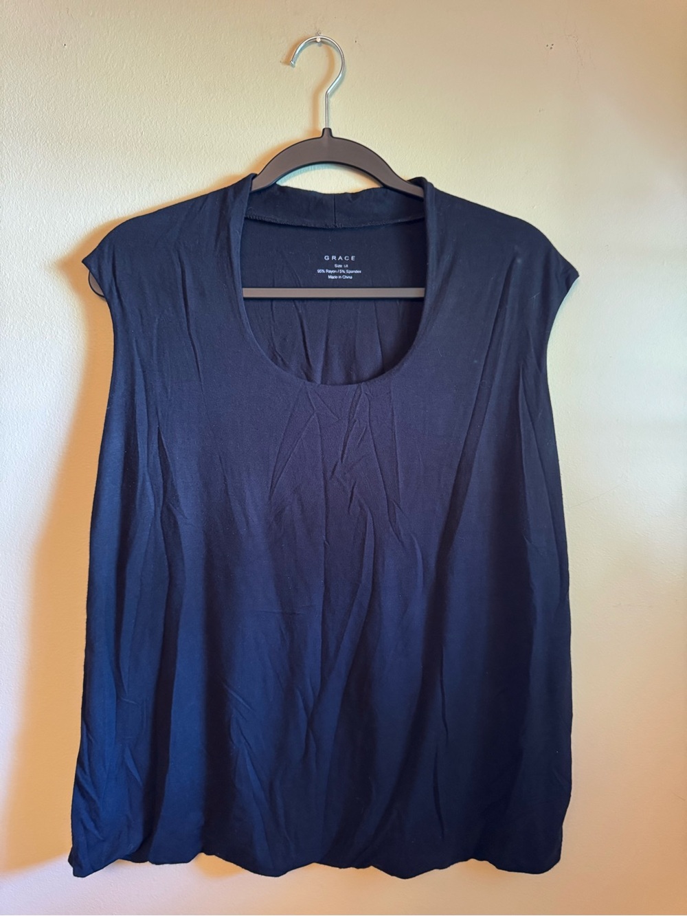 Grace Black Scoop Neck Tank with Cap Shoulders